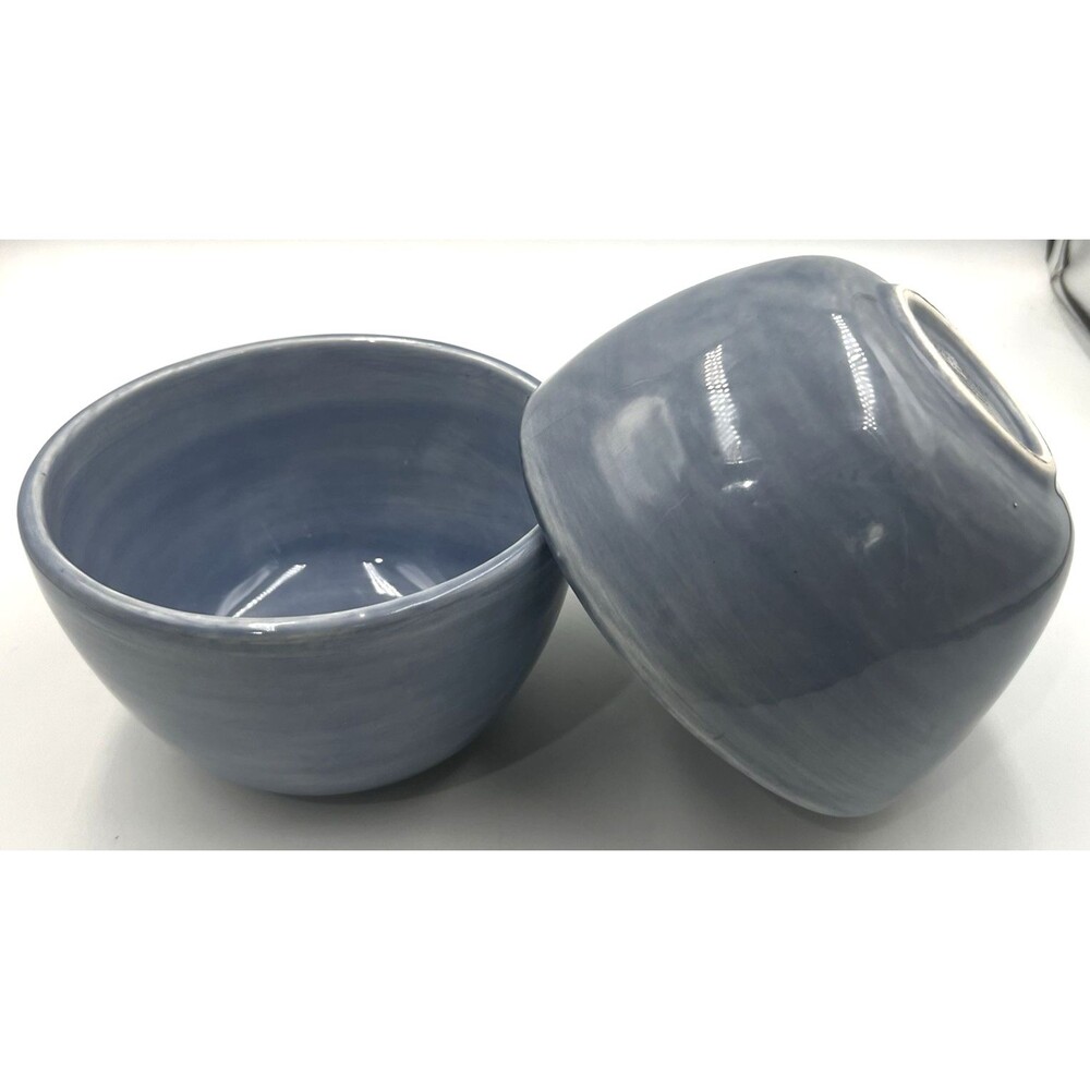 Cereal Bowls Set of 2 Pottery Barn Sausalito Slate Blue Stoneware Soup 6"